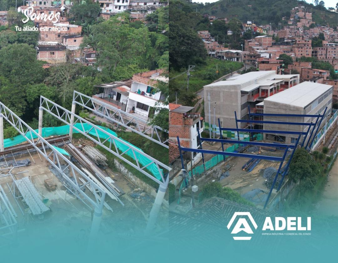 Paralelo de dos imágenes ambas de panorámico de remodelación de las canchas de las veredas Los Gómez y El Ajizal.